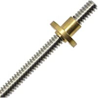 ReliaBot Tornillo de plomo T8 T8x4 Tr8x4 y tuerca de latón (rosca Acme- paso de 2 mm- 2 arranques- plomo de 4 mm) para…